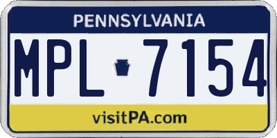 PA license plate MPL7154