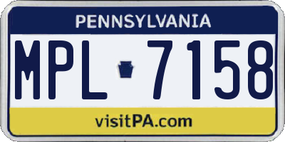 PA license plate MPL7158