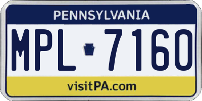 PA license plate MPL7160
