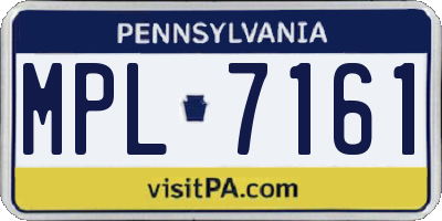 PA license plate MPL7161