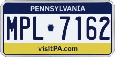 PA license plate MPL7162