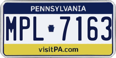 PA license plate MPL7163