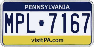 PA license plate MPL7167