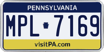 PA license plate MPL7169