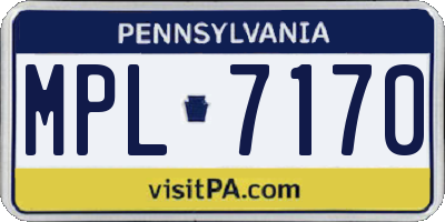 PA license plate MPL7170