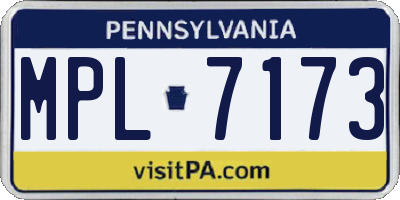 PA license plate MPL7173