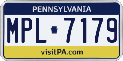 PA license plate MPL7179