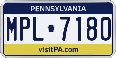 PA license plate MPL7180