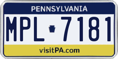 PA license plate MPL7181