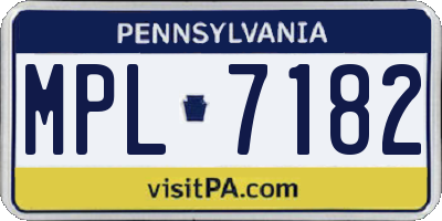 PA license plate MPL7182