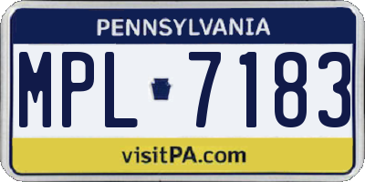 PA license plate MPL7183
