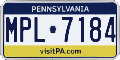PA license plate MPL7184