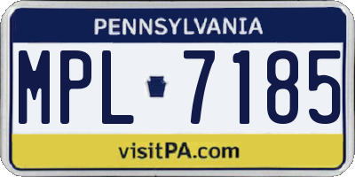 PA license plate MPL7185