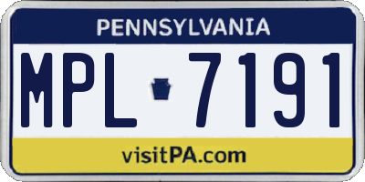 PA license plate MPL7191