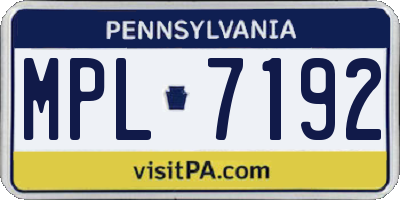 PA license plate MPL7192