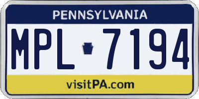 PA license plate MPL7194