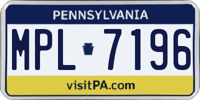 PA license plate MPL7196