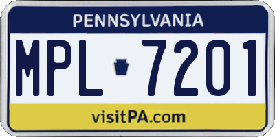 PA license plate MPL7201