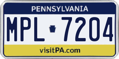 PA license plate MPL7204