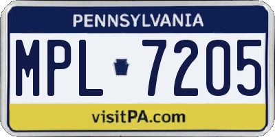 PA license plate MPL7205