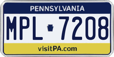 PA license plate MPL7208