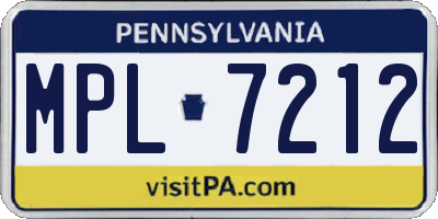 PA license plate MPL7212