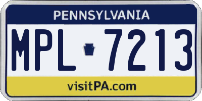 PA license plate MPL7213
