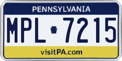PA license plate MPL7215