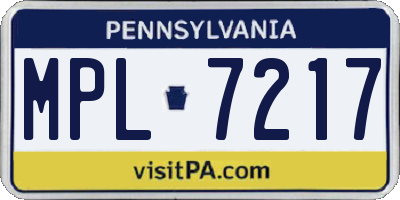 PA license plate MPL7217