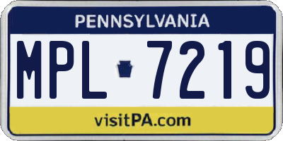 PA license plate MPL7219
