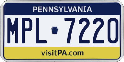 PA license plate MPL7220