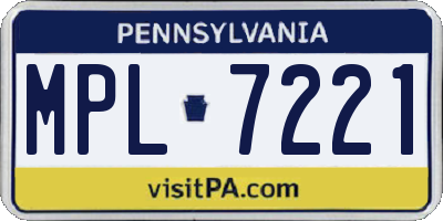 PA license plate MPL7221
