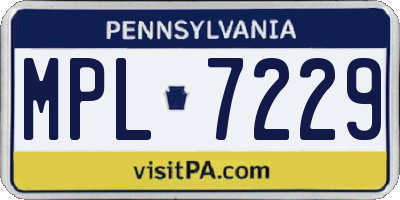 PA license plate MPL7229