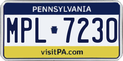 PA license plate MPL7230