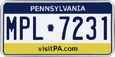 PA license plate MPL7231