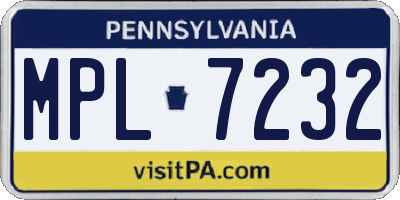 PA license plate MPL7232