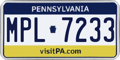 PA license plate MPL7233
