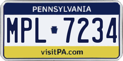 PA license plate MPL7234