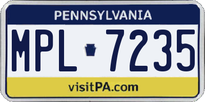 PA license plate MPL7235