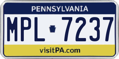 PA license plate MPL7237