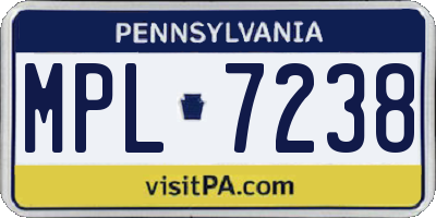 PA license plate MPL7238