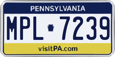 PA license plate MPL7239