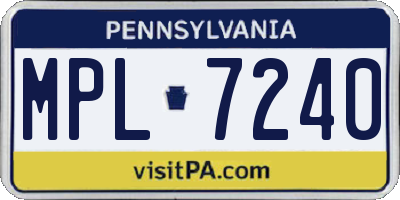 PA license plate MPL7240