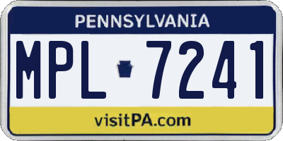 PA license plate MPL7241