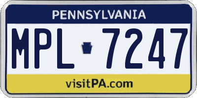 PA license plate MPL7247