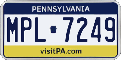 PA license plate MPL7249