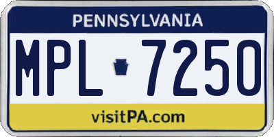 PA license plate MPL7250