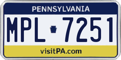 PA license plate MPL7251