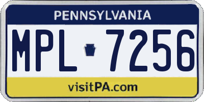 PA license plate MPL7256