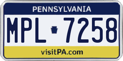 PA license plate MPL7258